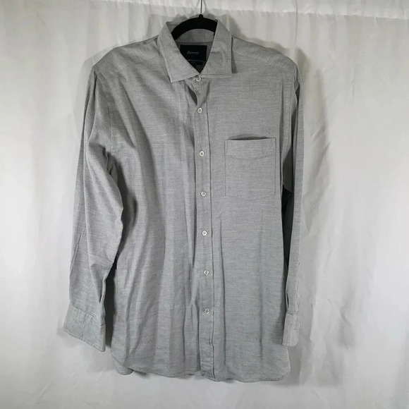 Faconnable Dress Shirt Men's Medium Grey Button Up Long Sleeve Club Fit - Picture 1 of 9